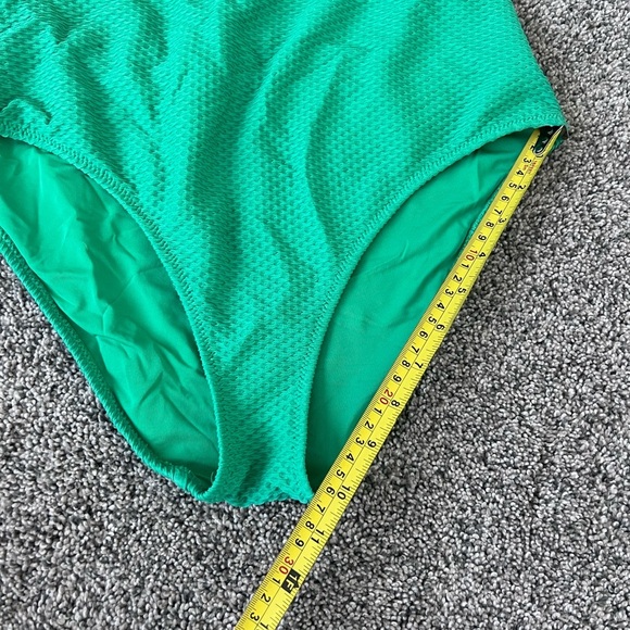 Aerie Jacquard Cut Out Strapless One Piece Swimsuit Green Dazzle Size M - Picture 7 of 11